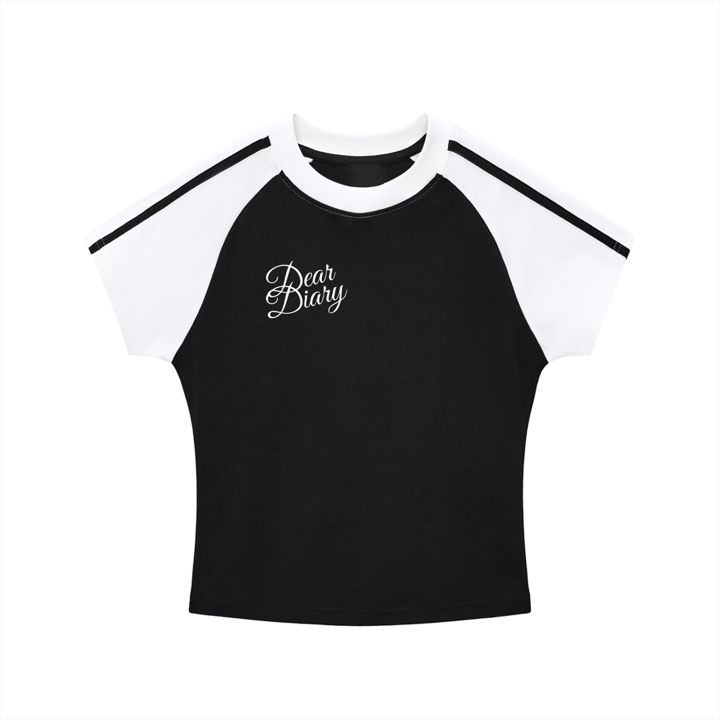 Contrast Stripes Bodycon Raglan  Sleeve T-Shirt